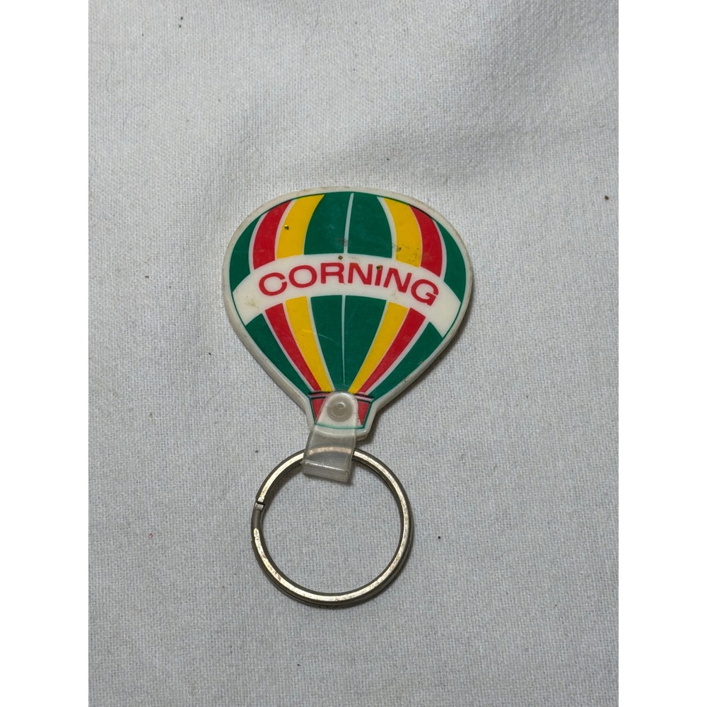 Vintage Corning Hot Air Balloon Keychain Rubber Advertising Souvenir Multi-Color - Picture 2 of 2